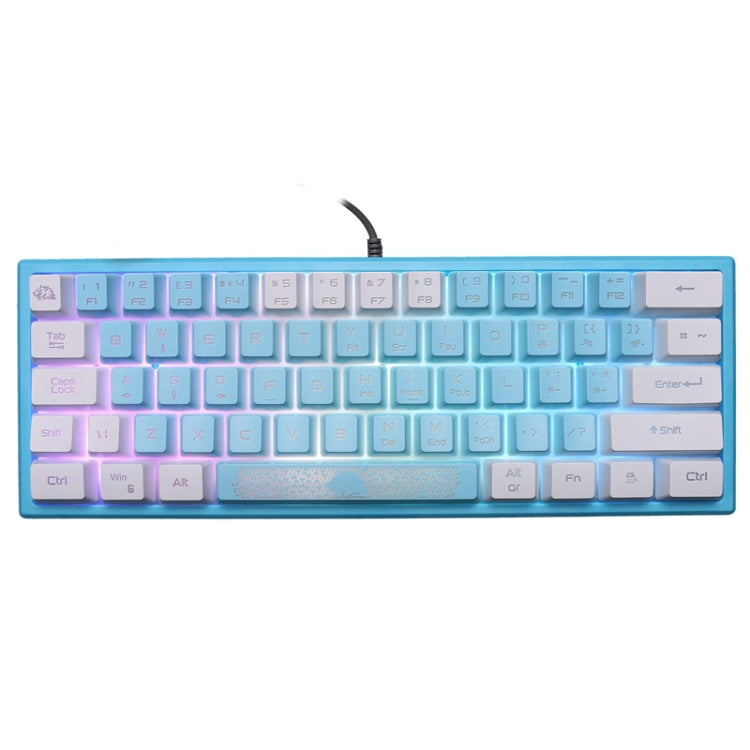 Frendorf | ZIYOULANG K61 62 Tasten Spiel RGB Beleuchtung Notebook Kabelgebundenes Keyboard, Kabel Länge: 1.5m(BlaU Weiß)