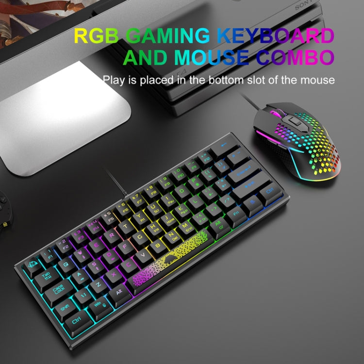 Frendorf | ZIYOULANG K61 62 Tasten Spiel RGB Beleuchtung Notebook Kabelgebundenes Keyboard, Kabel Länge: 1.5m(BlaU Weiß)