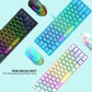 Frendorf | ZIYOULANG K61 62 Tasten Spiel RGB Beleuchtung Notebook Kabelgebundenes Keyboard, Kabel Länge: 1.5m(BlaU Weiß)