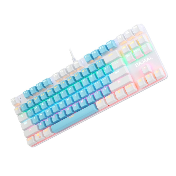 Frendorf | BAJEAL K100 87 Tasten Grüner Schaft Verdrahtete Mechanische Tastatur, Kabel länge: 1,6m (Blau Weiß)