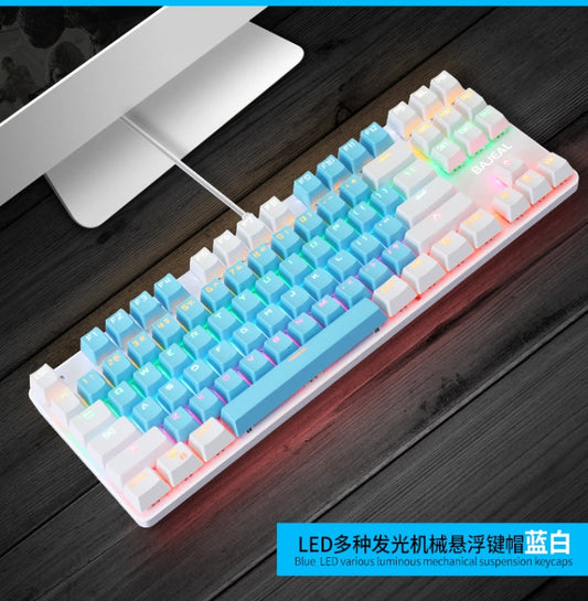 Frendorf | BAJEAL K100 87 Tasten Grüner Schaft Verdrahtete Mechanische Tastatur, Kabel länge: 1,6m (Blau Weiß)