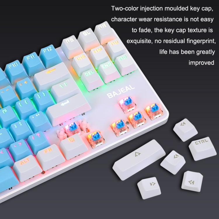 Frendorf | BAJEAL K100 87 Tasten Grüner Schaft Verdrahtete Mechanische Tastatur, Kabel länge: 1,6m (Blau Weiß)