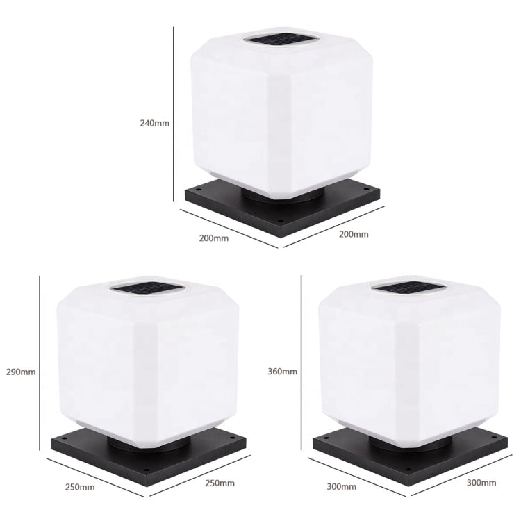 003 Solar Square Outdoor Post Light LED Wasserdichte Wandleuchten, Größe: 20 cm (Tricolor Light)