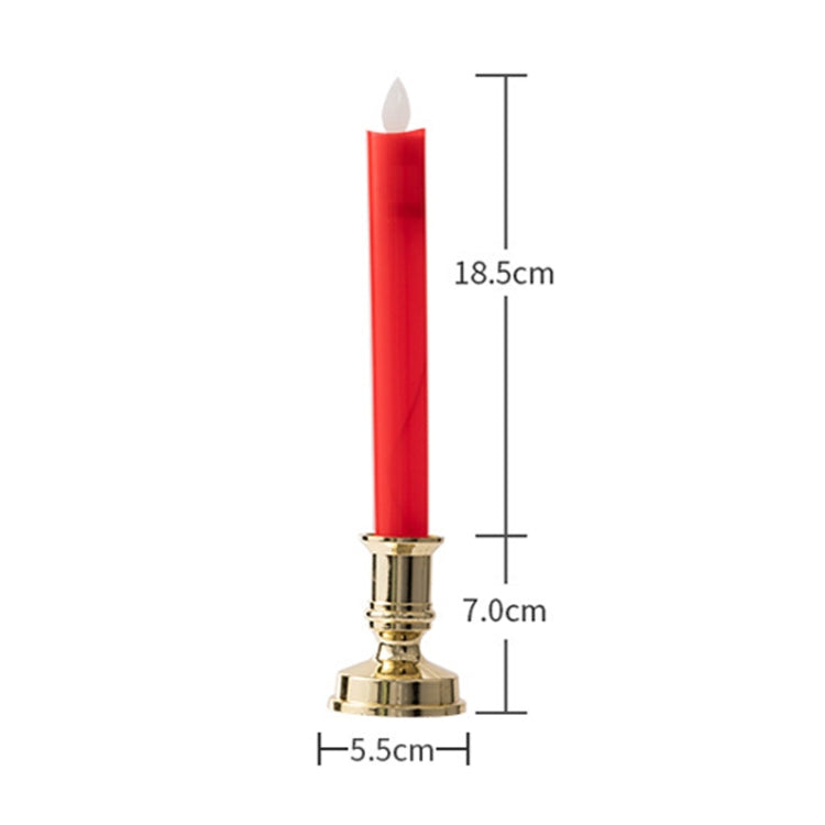 2 PCS Simulation Langstab Elektronische Kerzenlampe Schwingdocht LED Tempellampe (Rot)