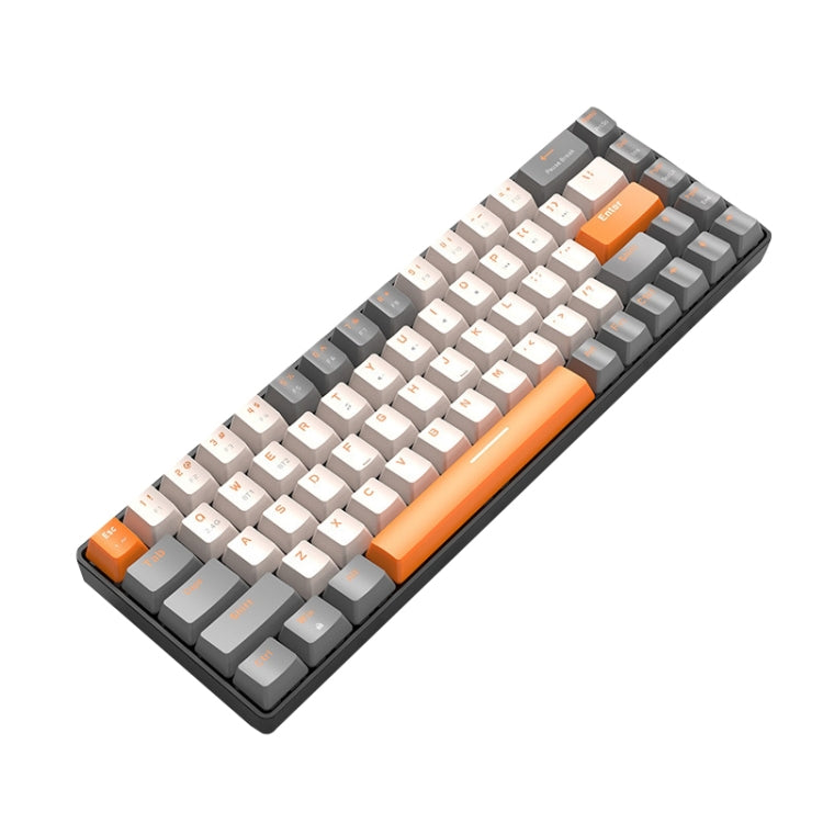 Frendorf | ZIYOU LANG K68 68-Tasten Bluetooth Drahtlos Dual-Modell Mechanische Tastatur, Stil: Rote Welle Version (Schimmernd)