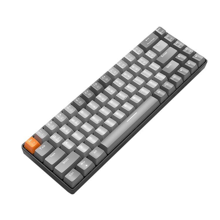 Frendorf | ZIYOU LANG K68 68 Tasten Bluetooth Drahtlos Dual Modell Mechanische Tastatur, Stil: Rote Welle Version (Grau)