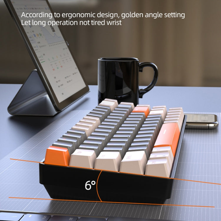 Frendorf | ZIYOU LANG K68 68 Tasten Bluetooth Drahtlos Dual Modell Mechanische Tastatur, Stil: Rote Welle Version (Grau)