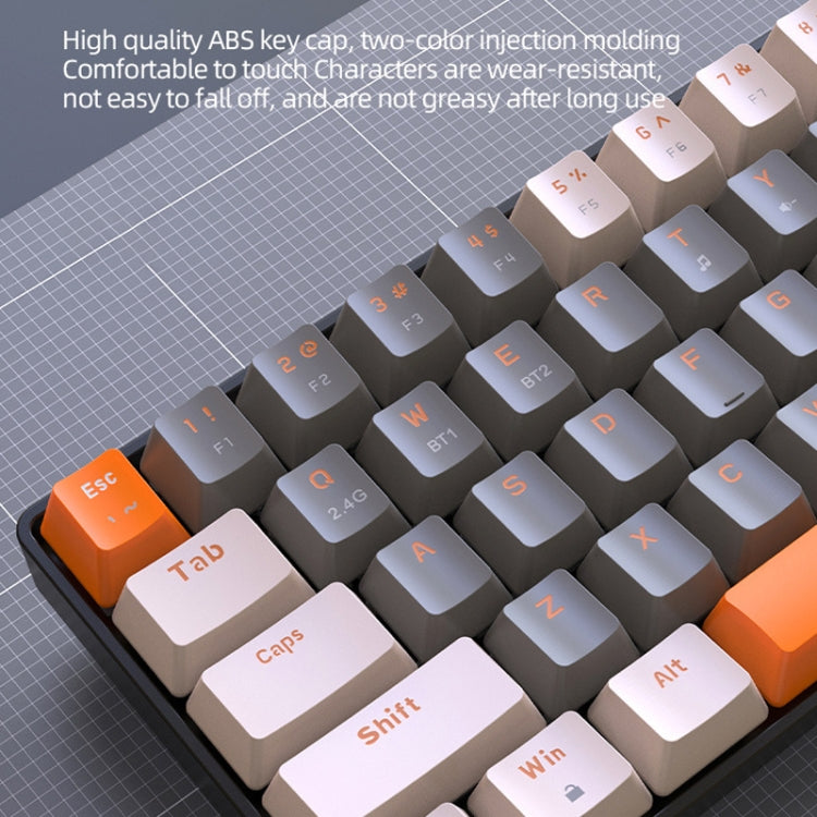 Frendorf | ZIYOU LANG K68 68 Tasten Bluetooth Drahtlos Dual Modell Mechanische Tastatur, Stil: Rote Welle Version (Grau)