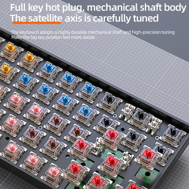 Frendorf | ZIYOU LANG K68 68 Tasten Bluetooth Drahtlos Dual Modell Mechanische Tastatur, Stil: Rote Welle Version (Grau)