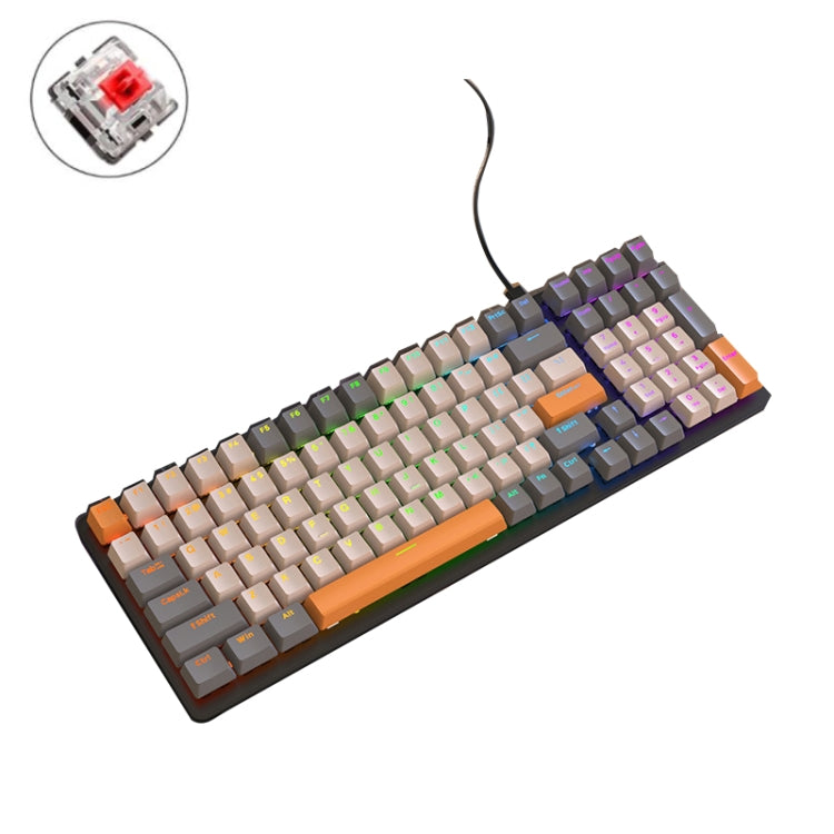 Frendorf | ZIYOU LANG K3 100 Tasten Spiel Leuchtende Verdrahtete Mechanische Tastatur, Kabel Länge: 1,5m, Stil: Mikro Licht Version Roter Achse