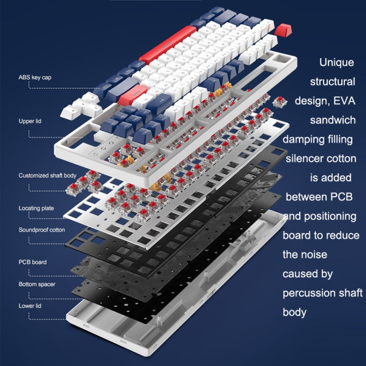 Frendorf | ZIYOU LANG K87 87-Tasten Hot-Swap-fähige kabelgebundene mechanische Tastatur, Kabellänge: 1,5 m, Stil: Roter Schaft (Mikro-Licht Weißes Licht)