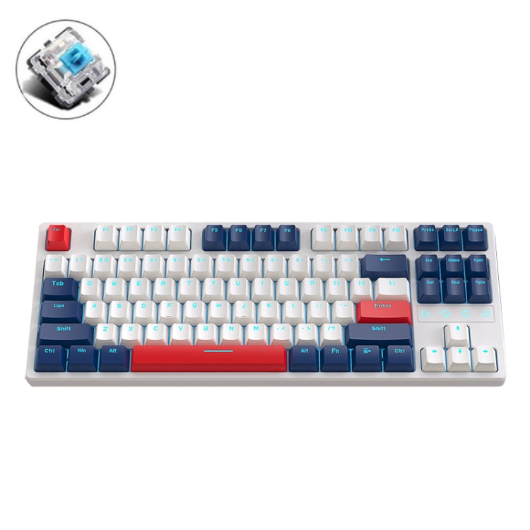 Frendorf | ZIYOU LANG K87 87-Tasten Hot-Swappable Kabelgebundene Mechanische Tastatur, Kabellänge: 1,5 m, Stil: Grüner Schaft (Blaues Eisblaues Licht)