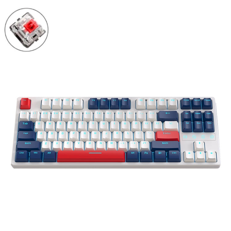 Frendorf | ZIYOU LANG K87 87-Tasten Hot-Swap-fähige kabelgebundene mechanische Tastatur, Kabellänge: 1,5 m, Stil: Roter Schaft (Blaues Eisblaues Licht)