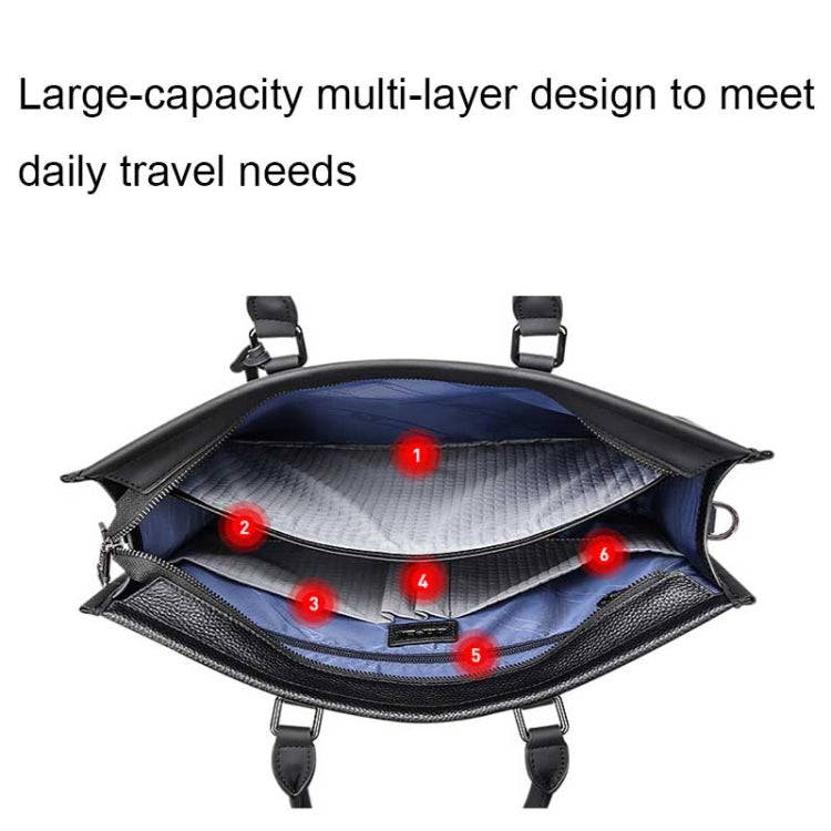 Frendorf | Bopai 11-98811 Leder Business große Kapazität Laptop Handtasche Messenger Aktentasche (Schwarz)