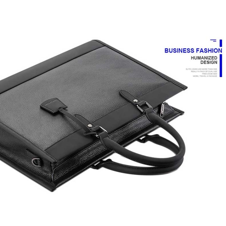 Frendorf | Bopai 11-98811 Leder Business große Kapazität Laptop Handtasche Messenger Aktentasche (Schwarz)