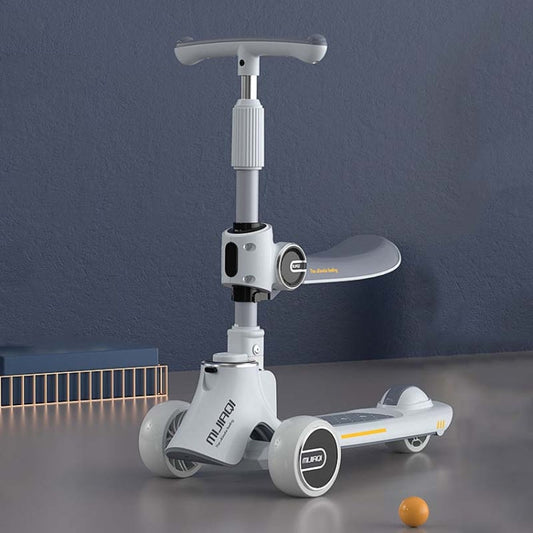 Frendorf | MIJIAQI 01 3 In 1 Multifunktionaler Faltbarer Kinderroller mit Musik und Lichtern, Spezifikation: Weißer Sitz