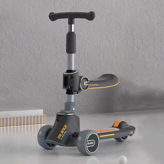 Frendorf | MIJIAQI 01 3 In 1 Multifunktionaler Faltbarer Kinderroller mit Musik und Lichtern, Spec: Graue Sitzfläche