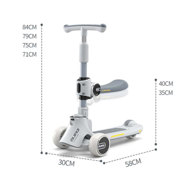 Frendorf | MIJIAQI 01 3 In 1 Multifunktionaler Faltbarer Kinderroller mit Musik und Lichtern, Spec: Graue Sitzfläche
