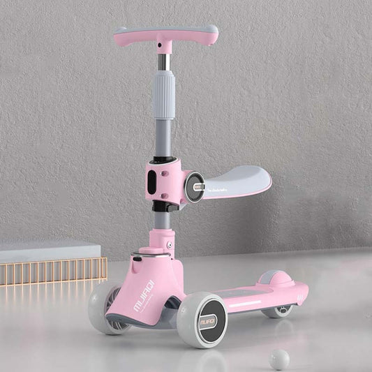 Frendorf | MIJIAQI 01 3 In 1 Multifunktionaler Faltbarer Kinderroller mit Musik und Lichtern, Spec: Rosa Sitz