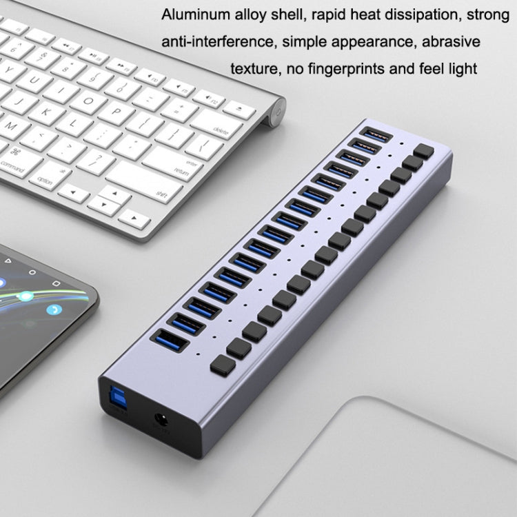 Frendorf | HS-716MG USB3.0 Aluminiumlegierung Grau 10 Ports 12V/4A Erweiterungsdockingcomputer Kamera HUB