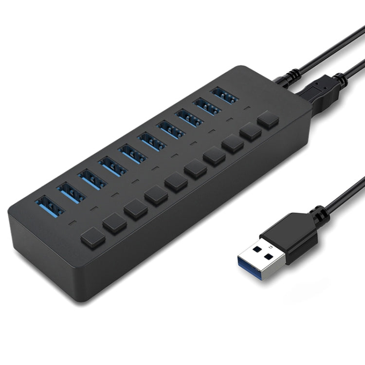 Frendorf | HS-716MG USB3.0 Kunststoffgehäuse Schwarz 10 Ports 12V/4A Erweiterungsdock Computer Kamera HUB
