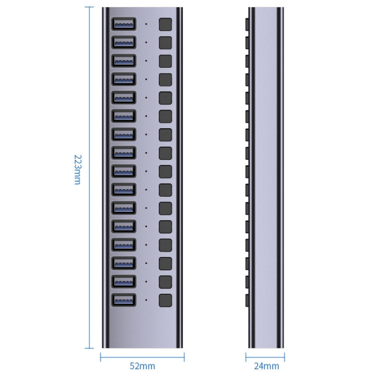 Frendorf | HS-716MG USB3.0 Kunststoffgehäuse Schwarz 10 Ports 12V/4A Erweiterungsdock Computer Kamera HUB