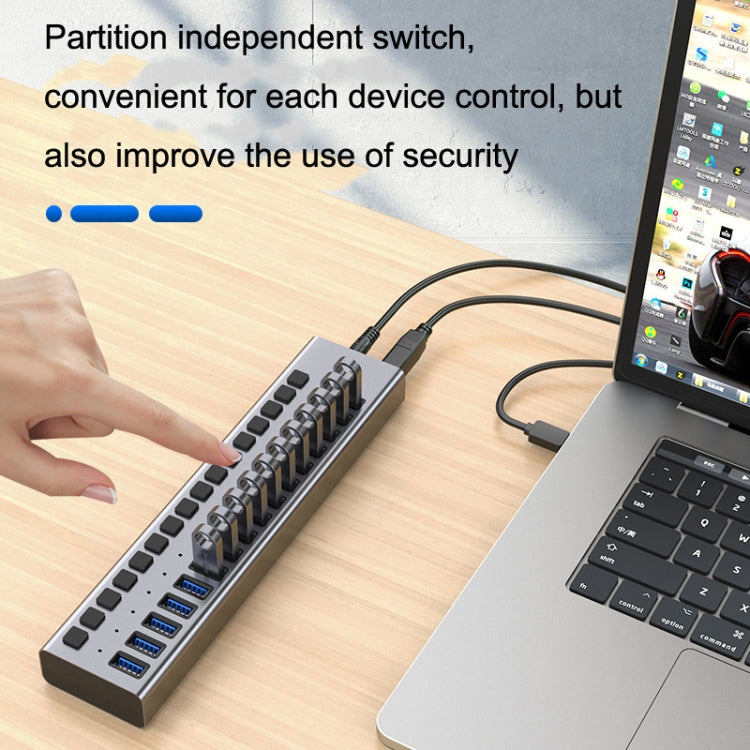 Frendorf | HS-716MG USB3.0 Kunststoffgehäuse Schwarz 10 Ports 12V/4A Erweiterungsdock Computer Kamera HUB