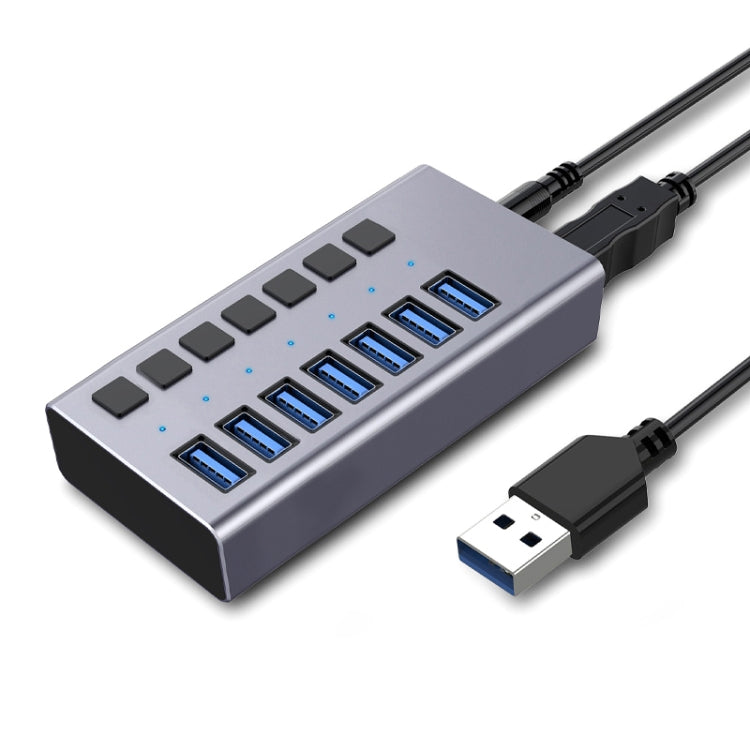Frendorf | HS-716MG USB3.0 Aluminiumlegierung Grau 7 Ports 12V/2A Erweiterungs-Docking-Computer-Kamera-HUB