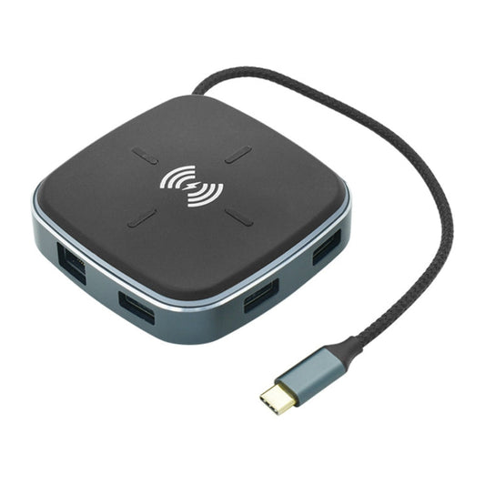 Frendorf | AY95 9 In 1 TYPE-C/USB-C HUB Erweiterter Dock Wireless Schnelllade-Konzentator(Schwarz)