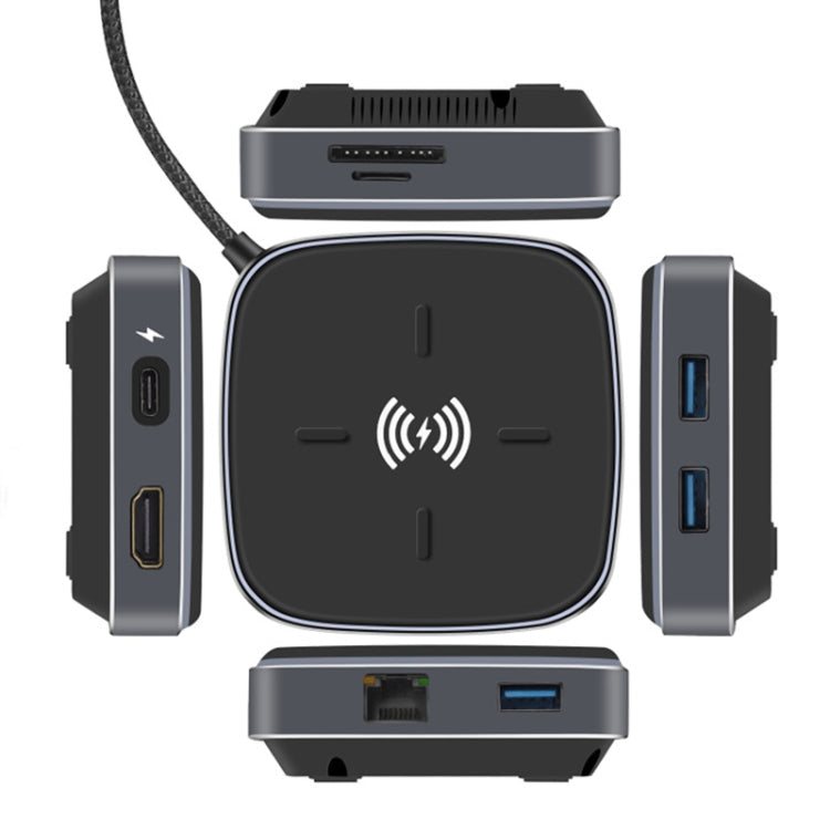 Frendorf | AY95 9 In 1 TYPE-C/USB-C HUB Erweiterter Dock Wireless Schnelllade-Konzentator(Schwarz)