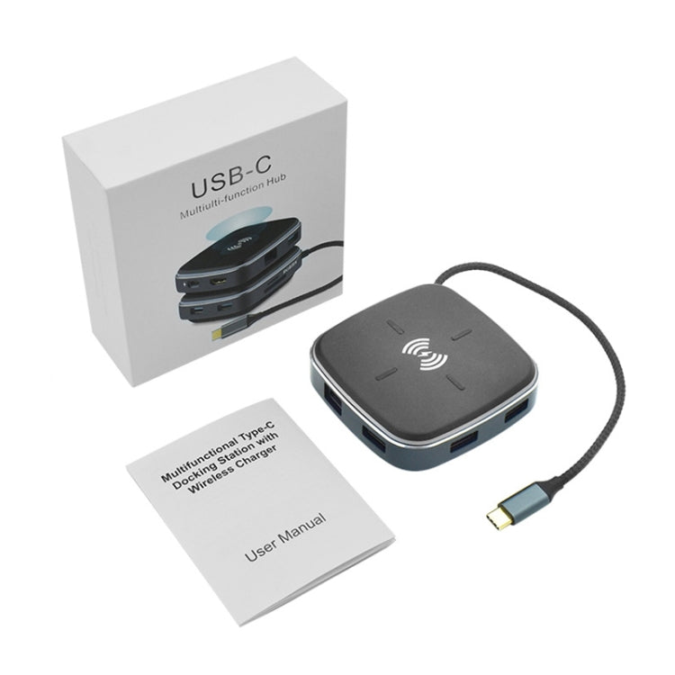 Frendorf | AY95 9 In 1 TYPE-C/USB-C HUB Erweiterter Dock Wireless Schnelllade-Konzentator(Schwarz)