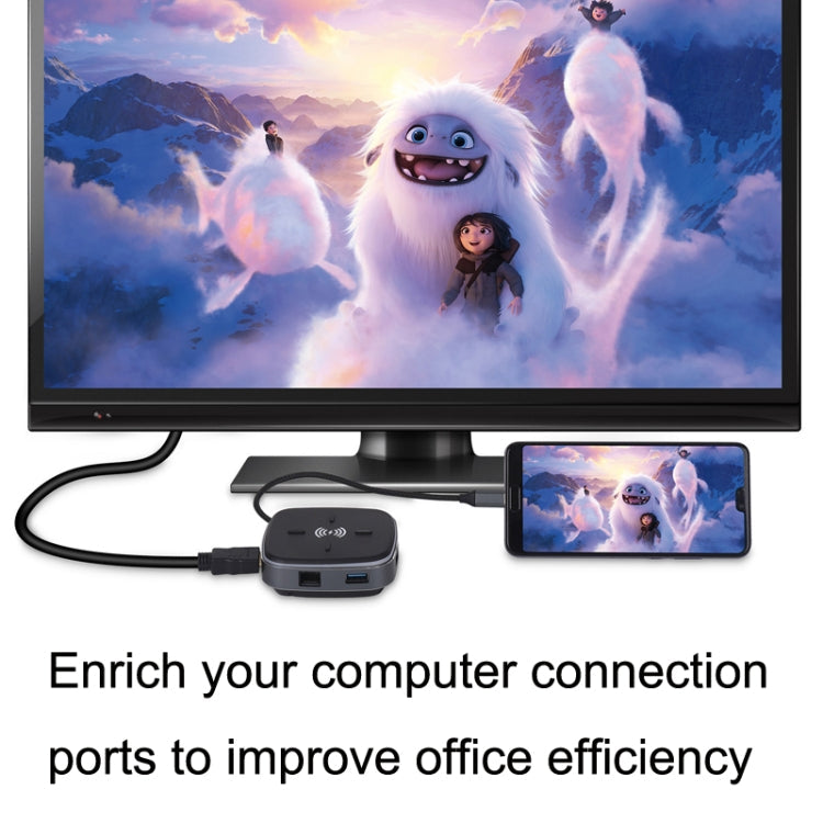 Frendorf | AY95 9 In 1 TYPE-C/USB-C HUB Erweiterter Dock Wireless Schnelllade-Konzentator(Schwarz)