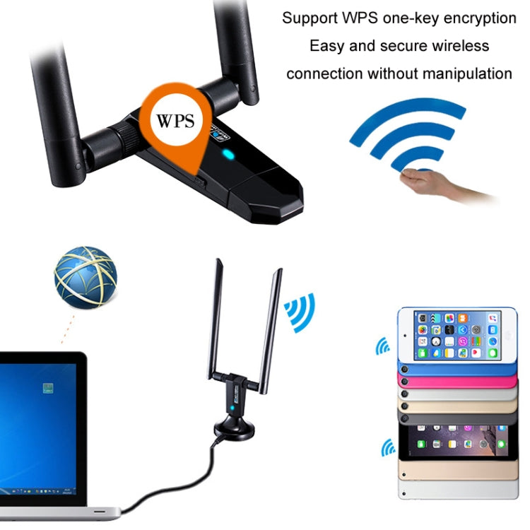 Frendorf | 1200m Wireless Netzwerk Karte 802.11AC USB3.0 Dual Frequenz 2.4G/5.8G WiFi Empfänger