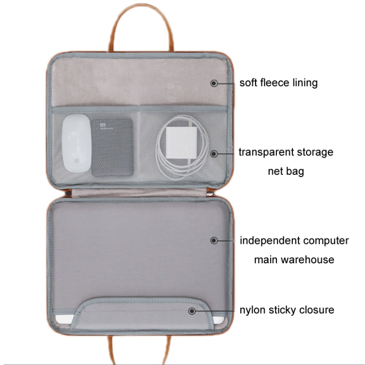 Frendorf | Baona Leder Vollständig Offenes Tragbares Waterproof Computer Tasche, Größe: 15/15,6/16 Zoll (Grau Braun)