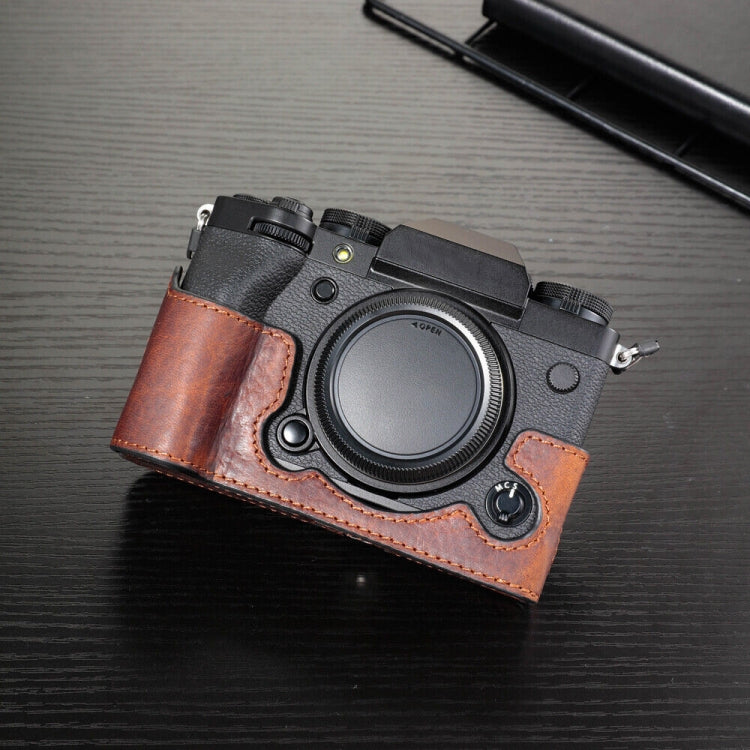 Frendorf | Für FUJIFILM X-T5 Kamera Rindsleder Tasche Kratzfeste Schutzhülle Basisabdeckung (Dunkelbraun)