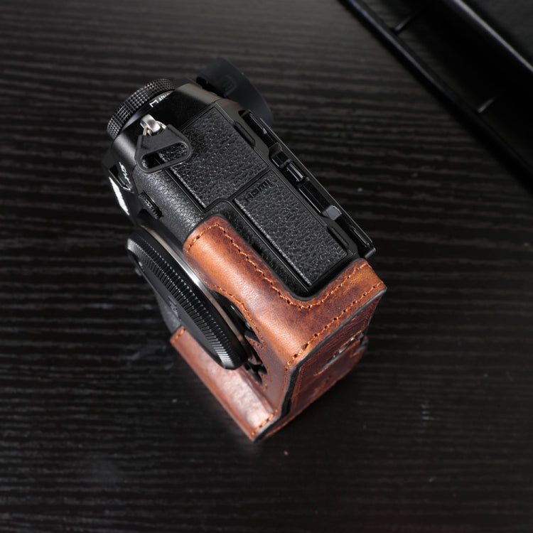 Frendorf | Für FUJIFILM X-T5 Kamera Rindsleder Tasche Kratzfeste Schutzhülle Basisabdeckung (Dunkelbraun)