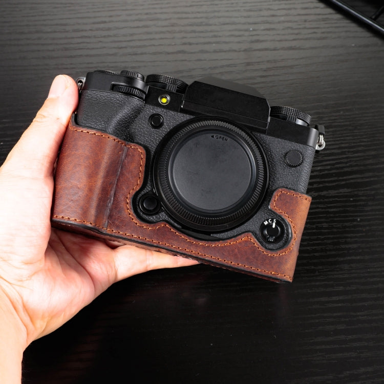 Frendorf | Für FUJIFILM X-T5 Kamera Rindsleder Tasche Kratzfeste Schutzhülle Basisabdeckung (Dunkelbraun)