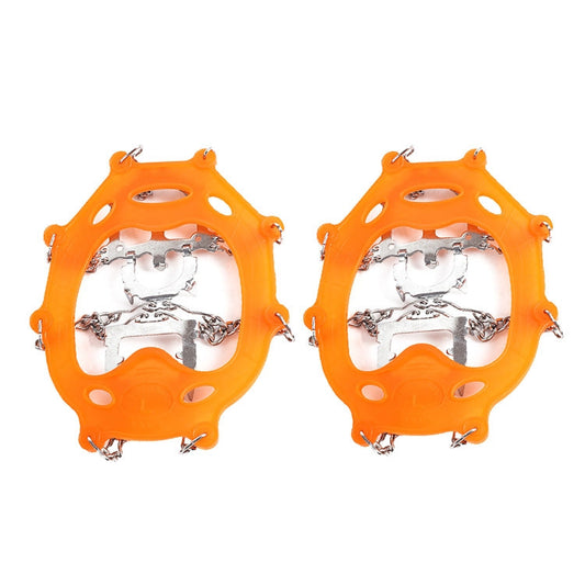Frendorf | F12-3 12 Zähne Schnee Anti-Rutsch Gummi Schuhüberzug Edelstahl geschweißt Eisgriff, Größe: M Orange