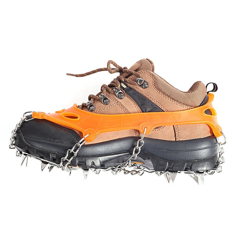 Frendorf | F12-3 12 Zähne Schnee Anti-Rutsch Gummi Schuhüberzug Edelstahl geschweißt Eisgriff, Größe: M Orange