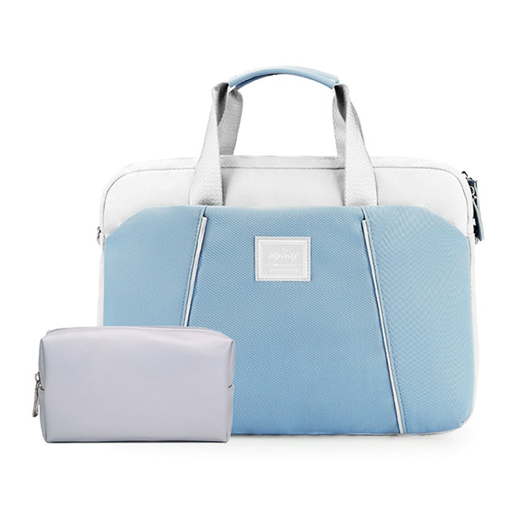 Frendorf | 15,6 Zoll Computer Handheld Messenger Bag für Apple MacBook / Huawei / Xiaomi / Basne (Leiterband hellblau + graues PU-Netzteil)