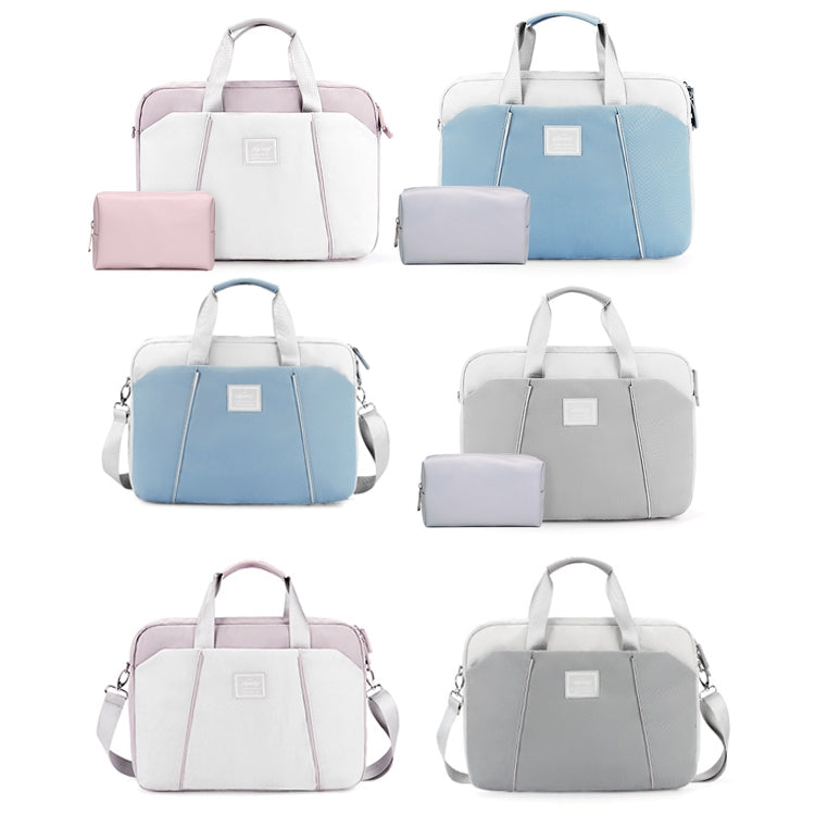 Frendorf | 15,6 Zoll Computer Handheld Messenger Bag für Apple MacBook / Huawei / Xiaomi / Basne (Leiterband hellblau + graues PU-Netzteil)