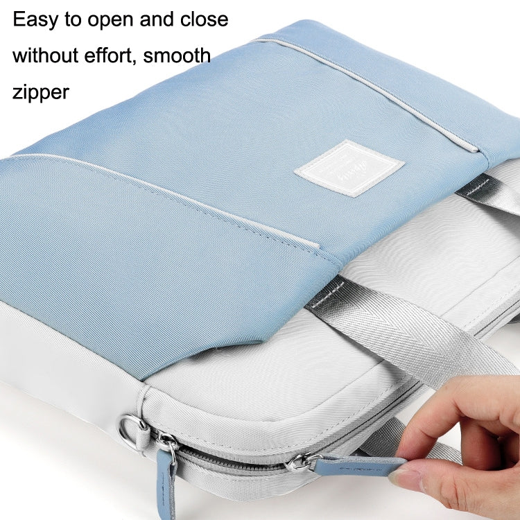 Frendorf | 15,6 Zoll Computer Handheld Messenger Bag für Apple MacBook / Huawei / Xiaomi / Basne (Leiterband hellblau + graues PU-Netzteil)