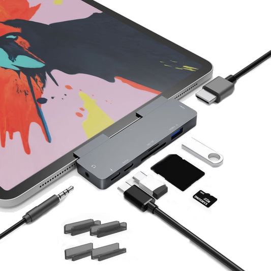 Frendorf | Für IPad Pro 7-in-1 HDMI 4K + 3,5 mm Audio + SD/TF + 1 USB 3.0 + USB-C/Type-C + PD USB-C Dockingstation