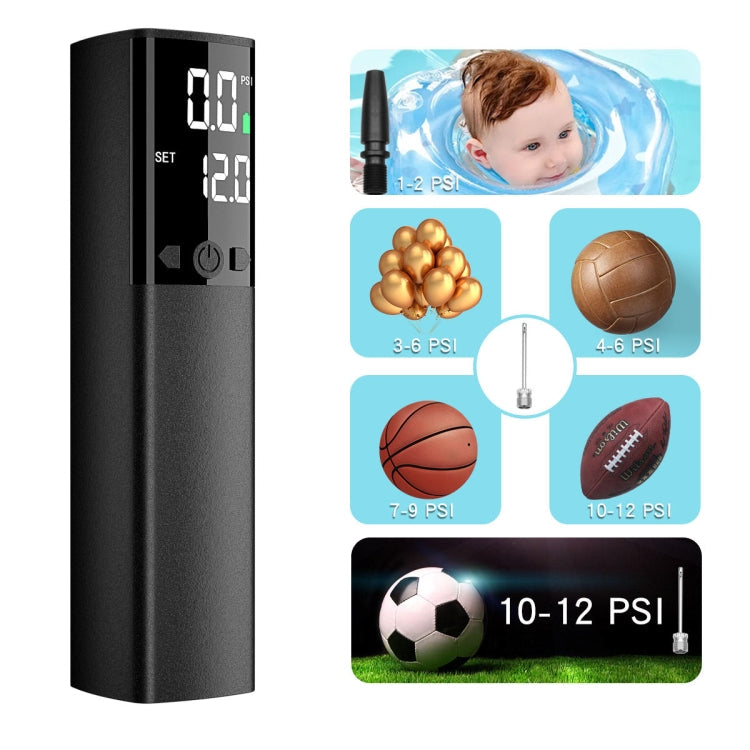 Frendorf | AP-04 Drahtlose Elektrische Luftpumpe Mit LCD-Display Für Fußball Basketball (Schwarz)