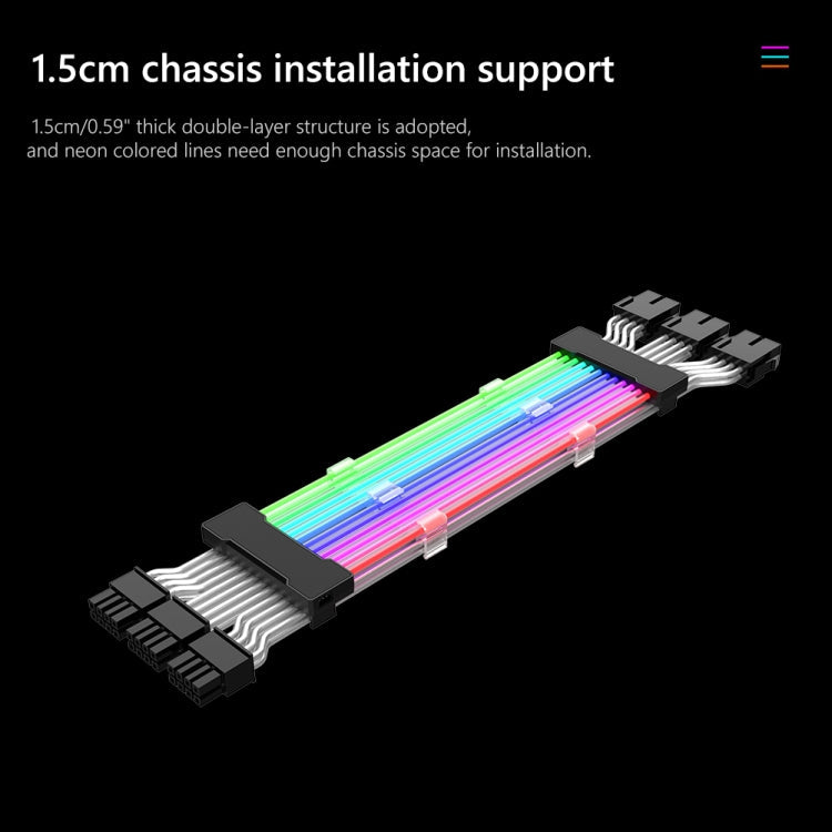 Frendorf | 24pin Motherboard-Stromversorgung Lichtdraht Schwarz 5V ARGB Neon-Farbleitung