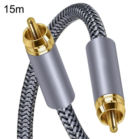 Frendorf | 15m reines Kupfer RCA Koaxial HIFI Digital Audio Kabel SPDIF Subwoofer Lautsprecher Kabel (Silber Grau)