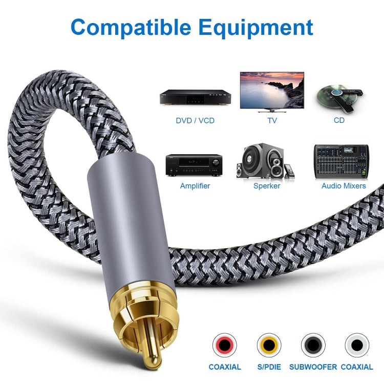 Frendorf | 15m reines Kupfer RCA Koaxial HIFI Digital Audio Kabel SPDIF Subwoofer Lautsprecher Kabel (Silber Grau)