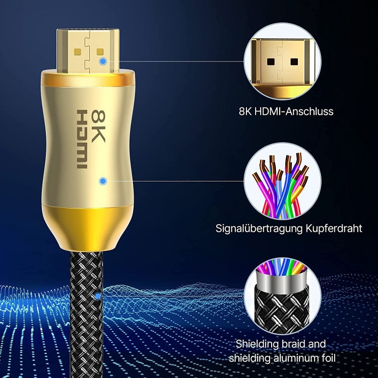 Frendorf | CO-HD801 5m HDMI 2.1 Version 8K 60Hz Für PS4 Kabel Beamer Notebook Set-Top Box Kabel(Gold)