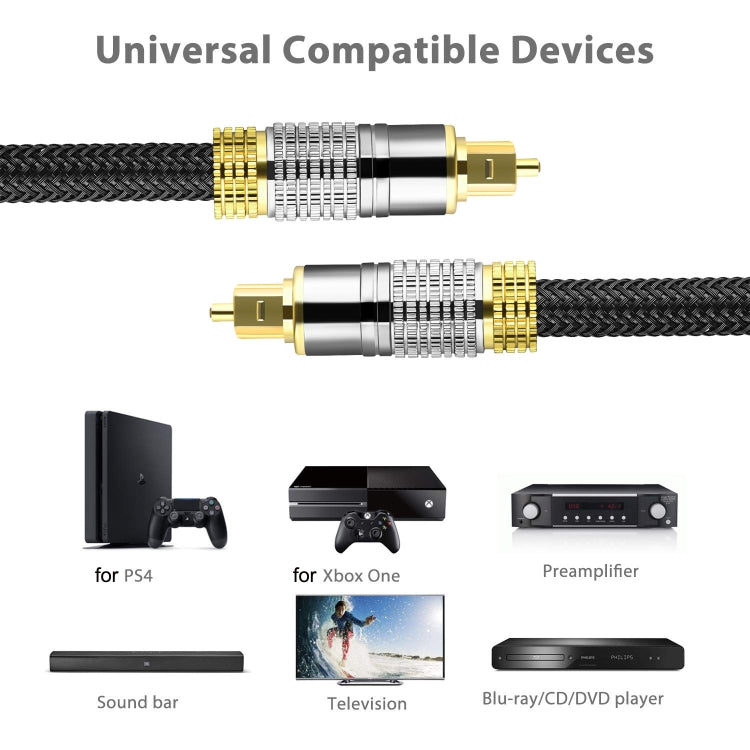 Frendorf | CO-TOS101 30m Glasfaser Audio-Kabel Lautsprecher Verstärker Digital Audiophile Quadrat zu Quadrat Signal-Kabel (Helles Gold Beschichtet)