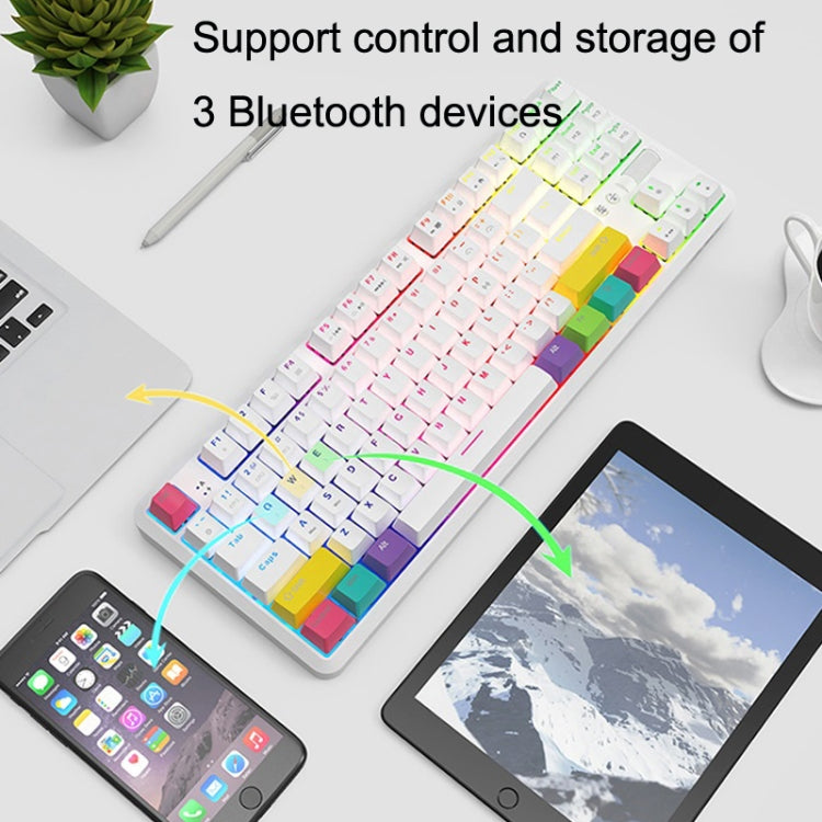 Frendorf | Ajazz K870T 87-Tasten Hot Swap Bluetooth/verkabelt Dual Mode RGB Hintergrundbeleuchtung Büro Spiel Mechanische Tastatur Grüne Achse (Schwarz)
